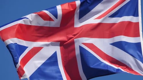 British Flag Waving Against a Clear Sky
