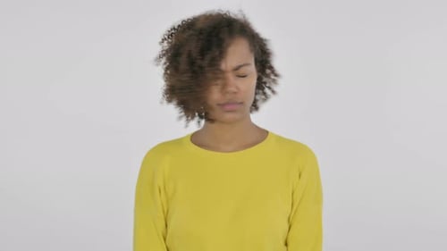 Woman Shaking Head Vigorously in Studio