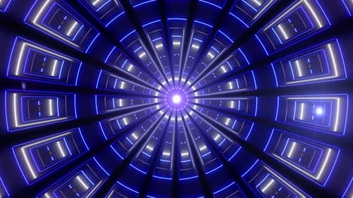 Abstract Neon Light Tunnel Loop Background