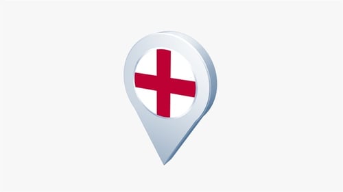Animated 3D England Flag Map Location Pointer Icon