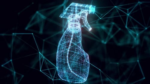 Spray Bottle Hologram Close Up 4k