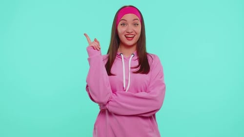 Woman Has Great Idea, Points Upward