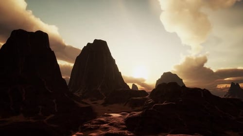 Amazing Sandstone Formations in Famous Sunset at Monument Valley
