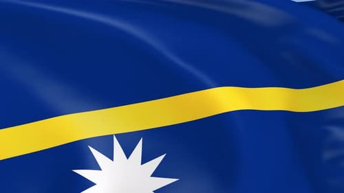 Nauru Flag Waving Animation in Realistic Fabric Style