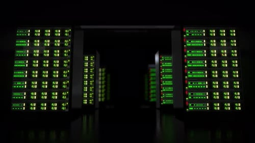 Modern Data Server Room Flythrough Animation