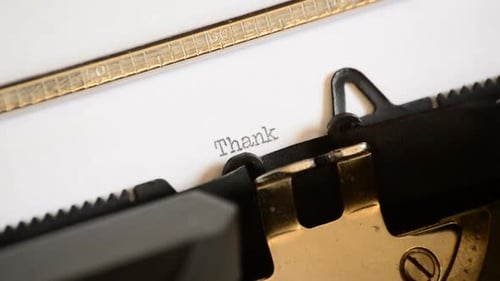 Typing "Thank You" on Antique Typewriter