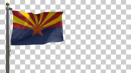 Flagge des Bundesstaates Arizona auf einem Fahnenmast mit Alphakanal - 4K