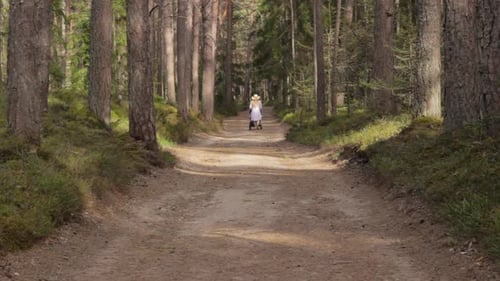 Taking child custody as a single mother strolling woods