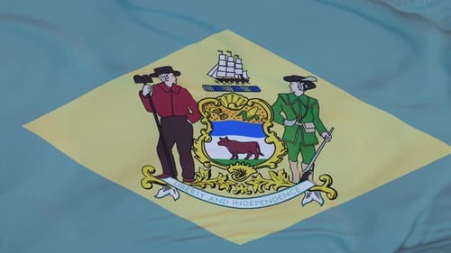 Flagge der Delaware State Region der Vereinigten Staaten winkt im Wind