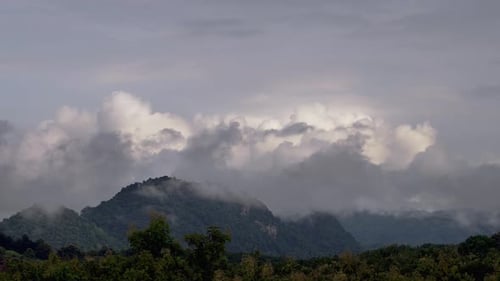 Dramatic Tropical Monsoon Storm Cloud Over the Mountain 01