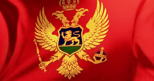 Waving Flag of Montenegro with Golden Double-Headed Eagle Emblem