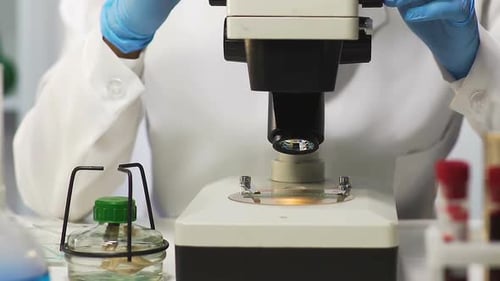 Microscope close up in a Lab