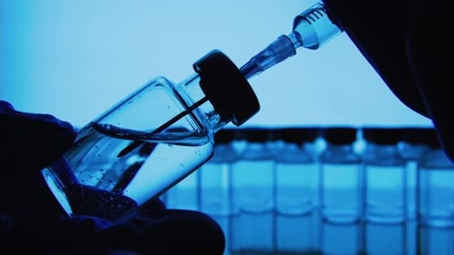 Syringe Filling Vial With Clear Liquid Medicine
