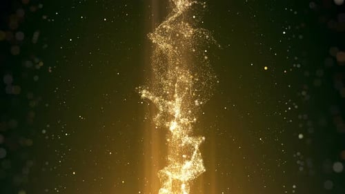 Fluid Golden Particles Shimmering Upwards Abstract Background