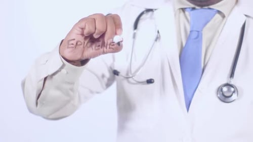 Medical Professional Writing the Word Epigenetics