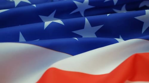 American Flag Waving in Close Up View