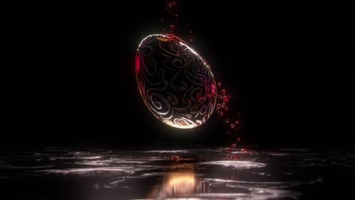 Dramatic Red Fluid Splashing on Ornate Mystical Egg