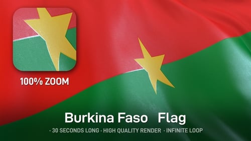 Realistic Burkina Faso National Flag Waving Loop Animation