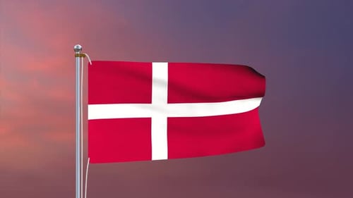 Animated Flag of Denmark Waving in the Wind