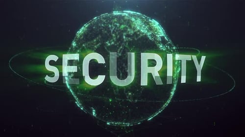 Digital Security Text Animation on Futuristic Global Network