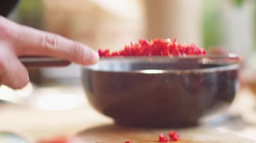 Chopping Red Peppers for Cooking