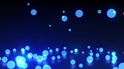 Animation mehrerer glühender blauer Kugeln mit Lichtpunkten, die auf die blaue Oberfläche fallen und prallen