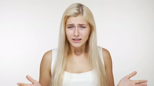 Blonde Woman Expressing Different Emotions