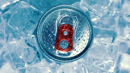 Aluminum Soda Tin Can Lid Cover of Soft Drink on Ice Goes Around the Circle