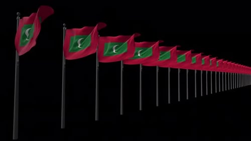 Waving Maldives National Flags in a Seamless Row Loop