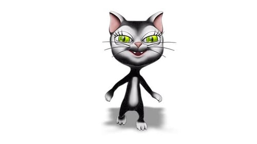 3D Kitty Cat Fun Dance Looped on White