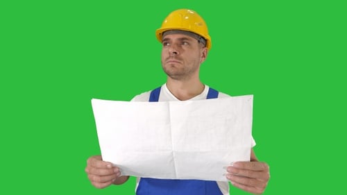 Ingenieur, Architekt oder Bauarbeiter mit Bauplan