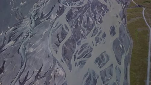 Aerial View of Glacier River in Iceland