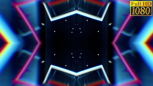 Abstract Geometric Pattern Pulsating Neon Light Background