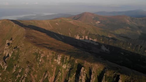 Aerial View of Mountain Peaks and Valleys