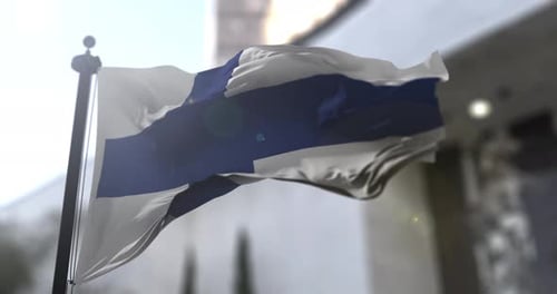 Waving Finland Flag with Realistic Cloth Animation