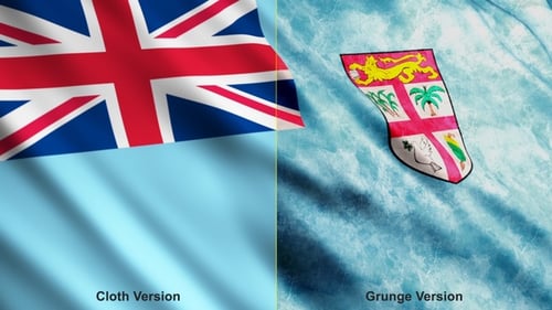 Waving Flag of Fiji Animation: Clean and Distressed Versions