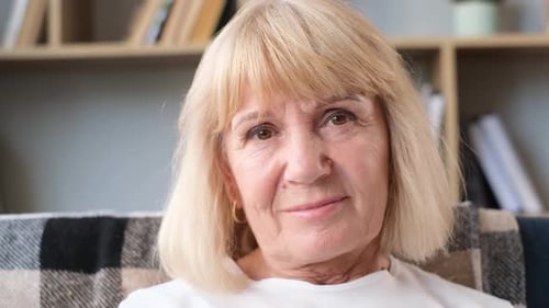 Smiling Blonde Woman Close Up Portrait