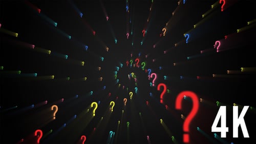Abstract Flying Neon Question Marks Animated Background