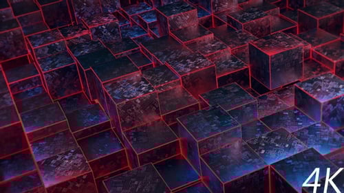 Futuristic Digital Cubes Grid Loop Background Animation