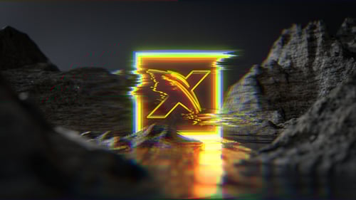 Neon Glitch Water Terrain Logo