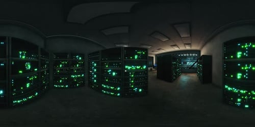 VR360 Network Server Room with Computers for Digital Tv Ip Communications