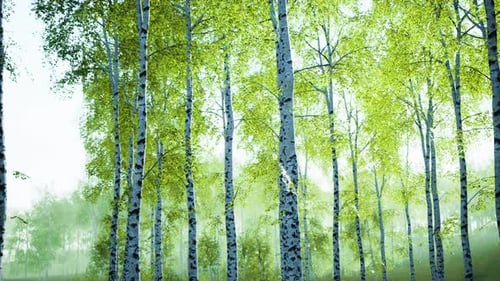 White Birch Trees in the Forest in Summer