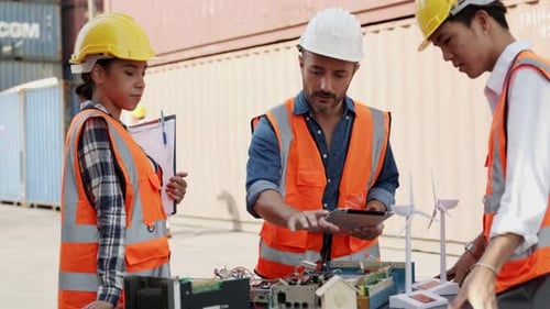 Engineers Discuss Renewable Energy Model at Shipping Yard