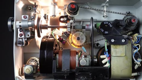 Intricate Internal Mechanics of a Film Projector