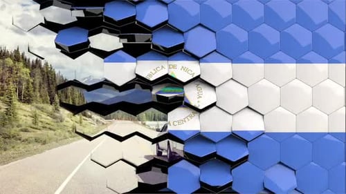 Transición hexagonal de la bandera de Nicaragua - Resolución 4K