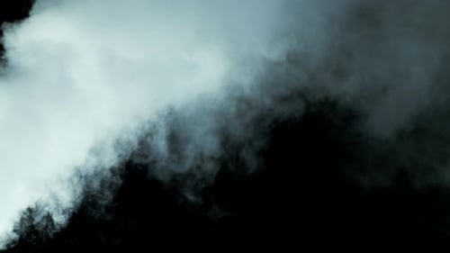 Abstract White Smoke Drifting on Black Background