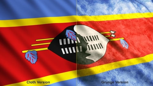 Eswatini Flag Waving with Grunge Texture