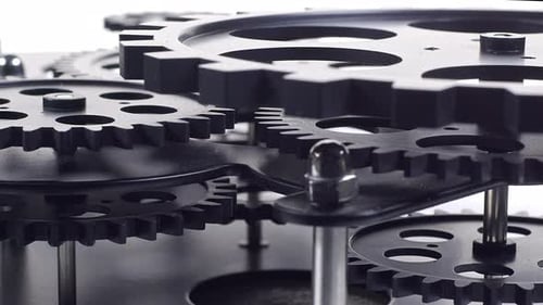 Rotating Gears Close-Up of Mechanical Movement
