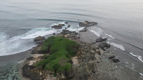 Tropical Island Shoreline Aerial View