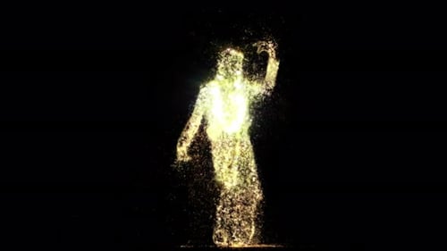 Glowing Particle Figure Reveal and Dissolve Animation